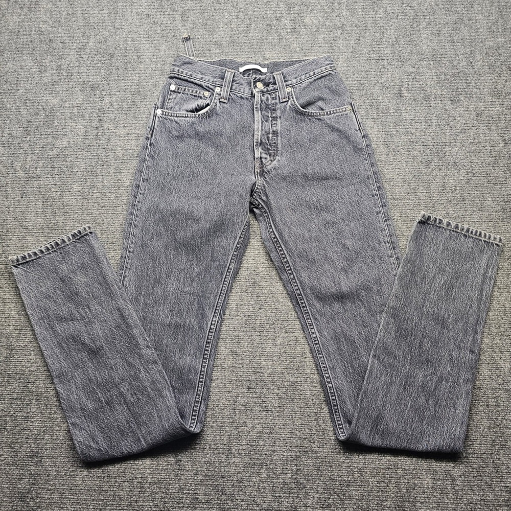 Helmut Lang Gray Acid Wash High Rise Straight Leg Jeans Made in Italy Size 24/27